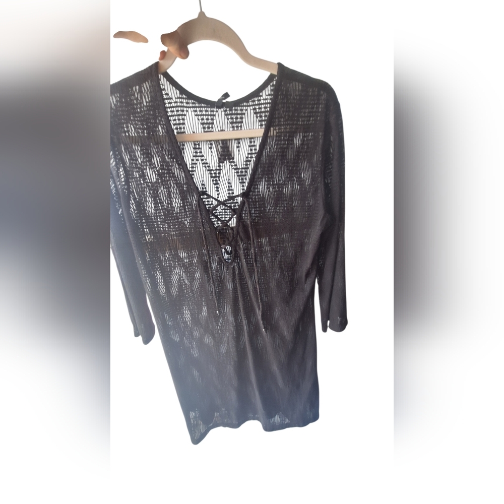 Chic Black Mesh Swim Cover-Up